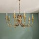 Brass chandelier, pineapple leaf decoration, Boulanger, 1970