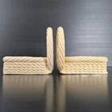 VINTAGE 1960 BOOKENDS WOVEN BASKETS IN 60S RETRO CERAMIC