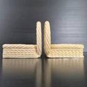 VINTAGE 1960 BOOKENDS WOVEN BASKETS IN 60S RETRO CERAMIC