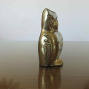 Owl, owl in golden brass and mother-of-pearl 70s