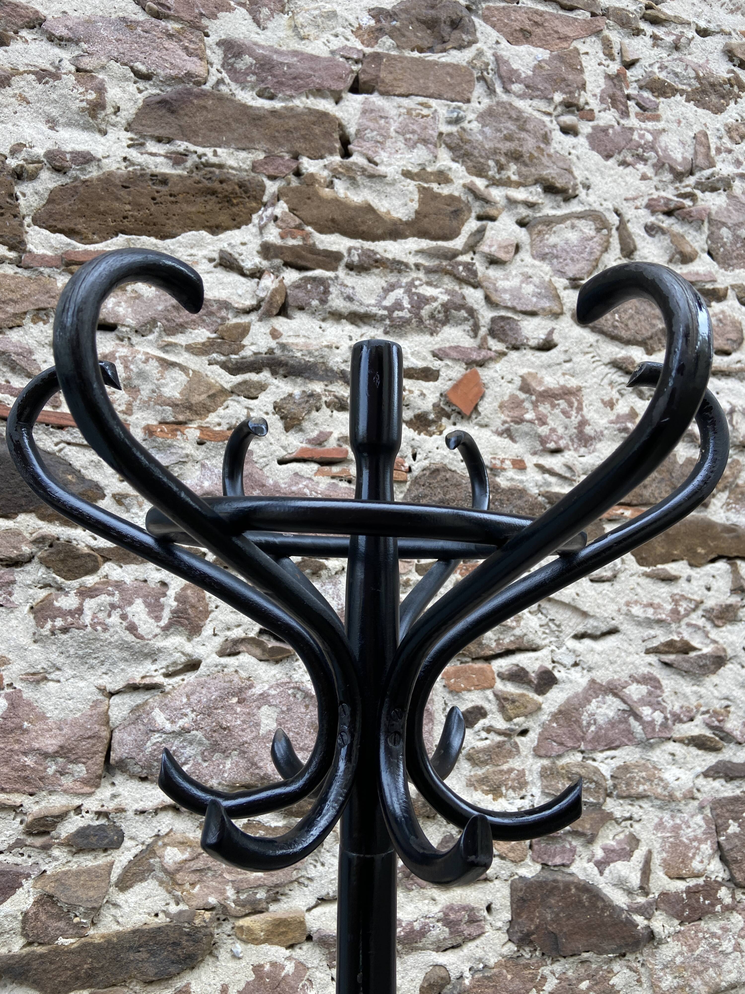 Antique French Art Deco Parrot Coat Rack Curved Wood