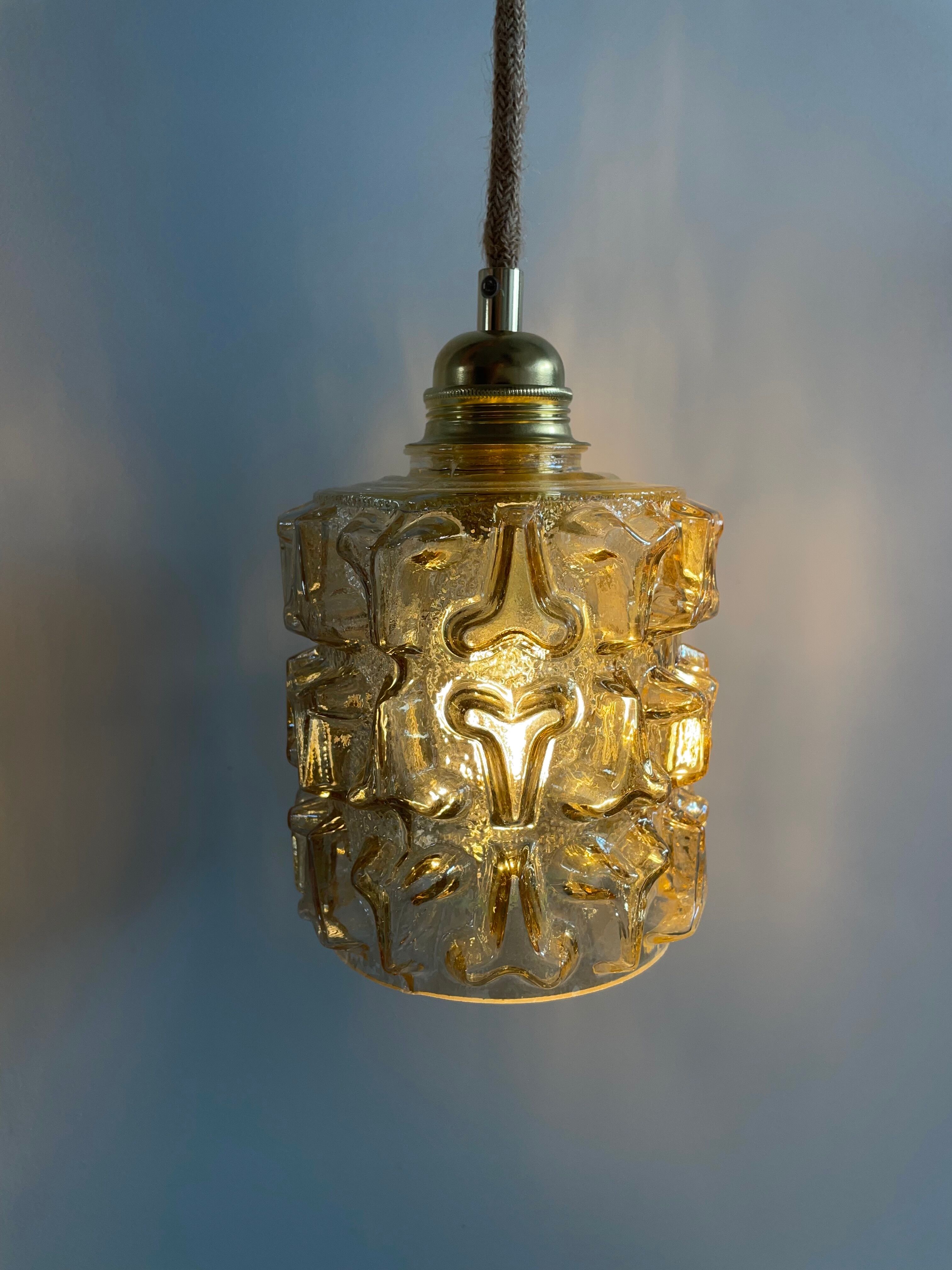 Vintage amber glass pendant lamp or pendant lamp