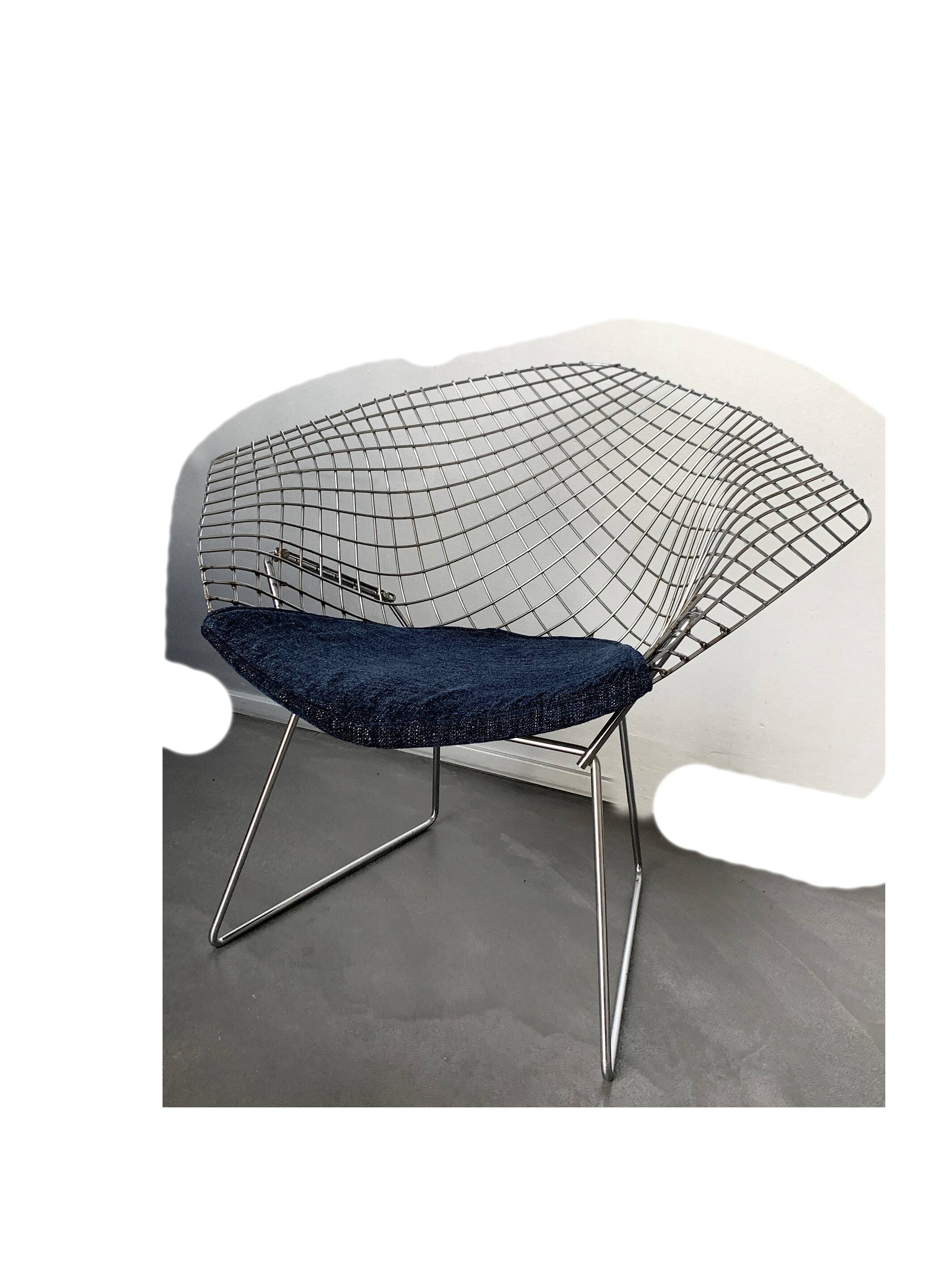Fauteuil Diamond 421 Chrome Harry Bertoia pour Knoll International, 1970-80