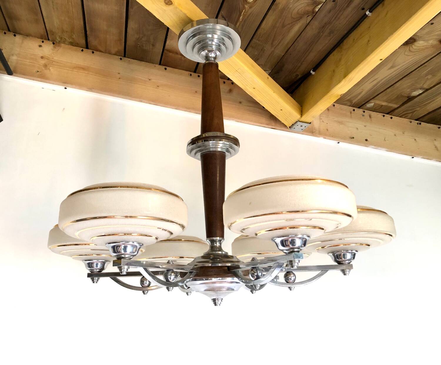 6-light art deco chandelier