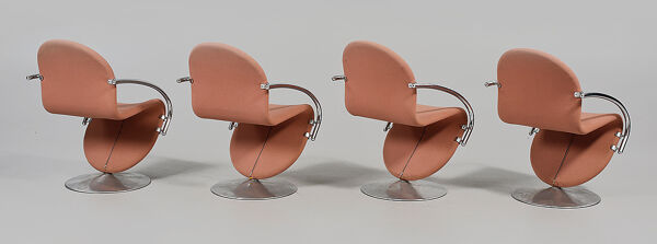 Ensemble de 4 chaises Fritz Hansen en métal et tissu, Verner Panton 1970