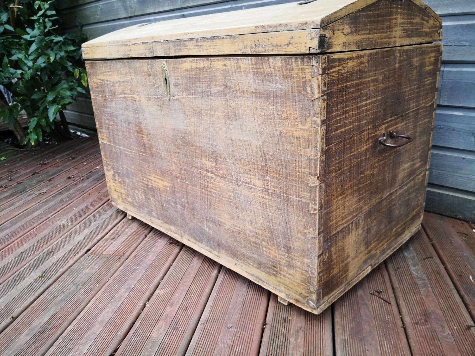 Antique chest, vintage wooden trunk