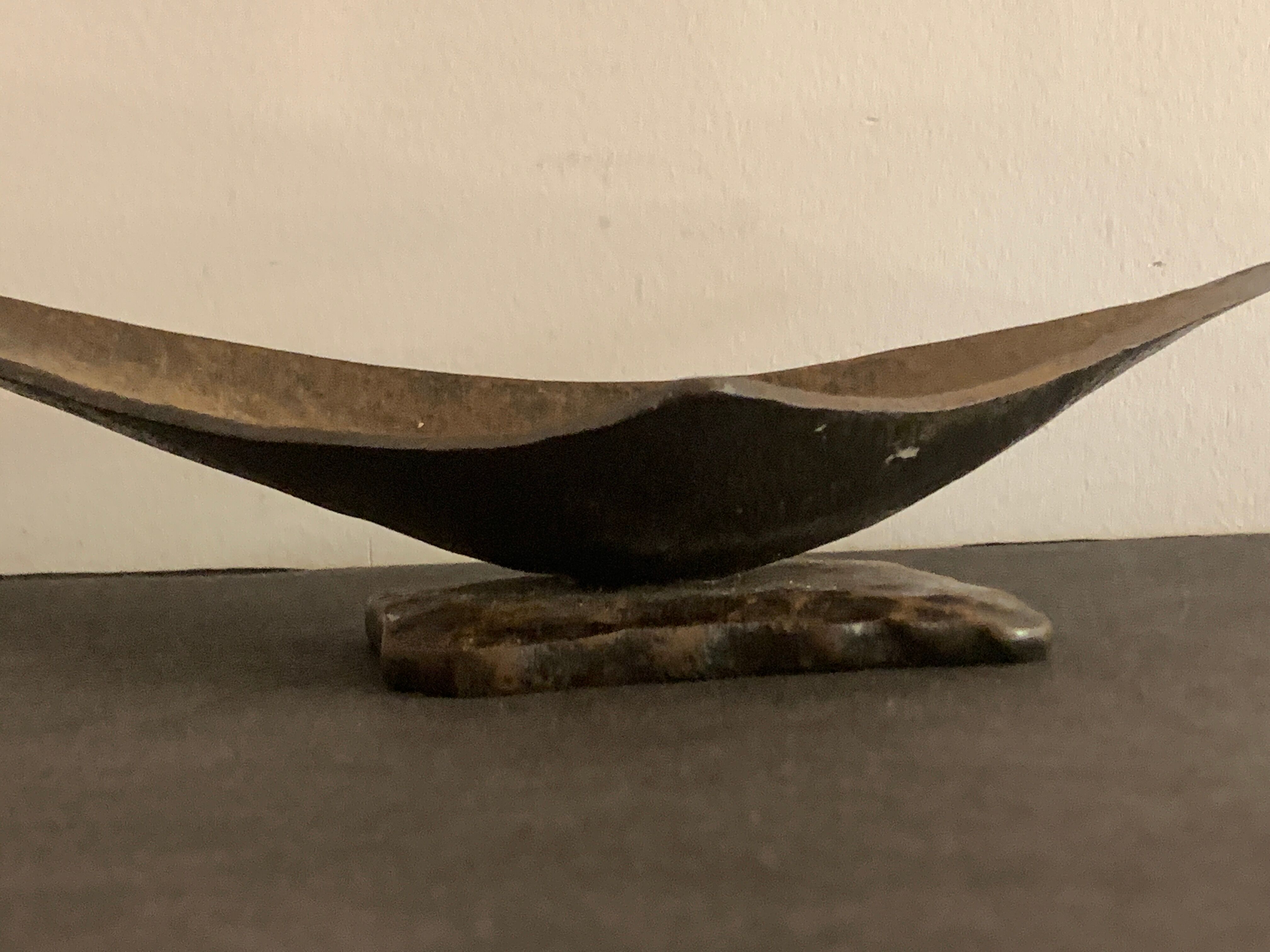 Brutalist metal ashtray or empty pocket signed R. Roux, 1950