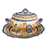 Vegetable soup tureen on Henriot Quimper display dish