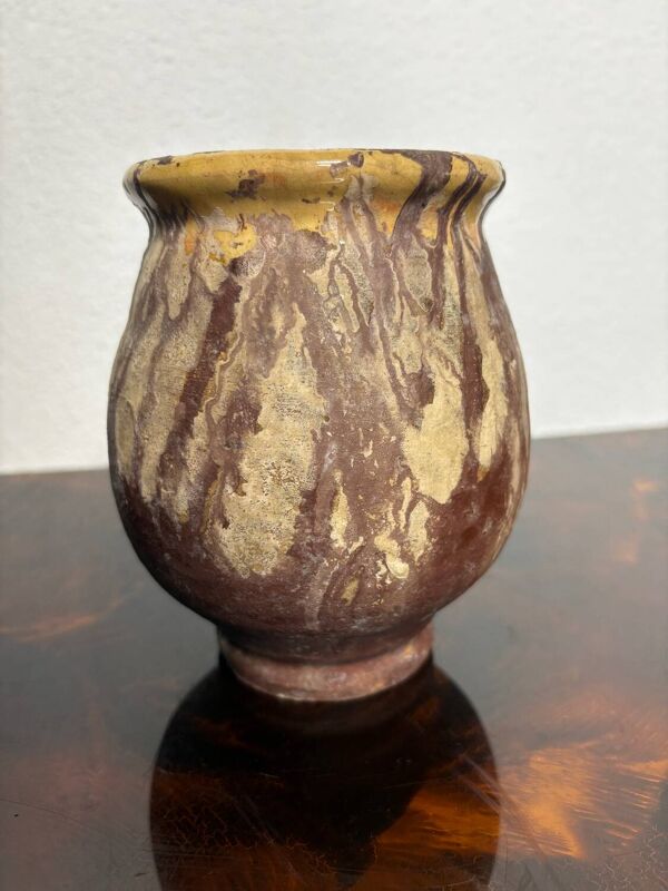 Petit pot à graisse, pot à foie gras, confit, en terre cuite vernissée