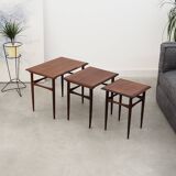 Ensemble de trois tables en palissandre, design danois, années 60, production : Danemark