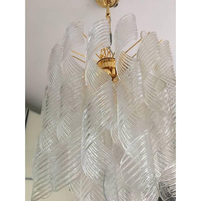 Murano Glass Chandelier "Virgola" Made in Italy Venini Style