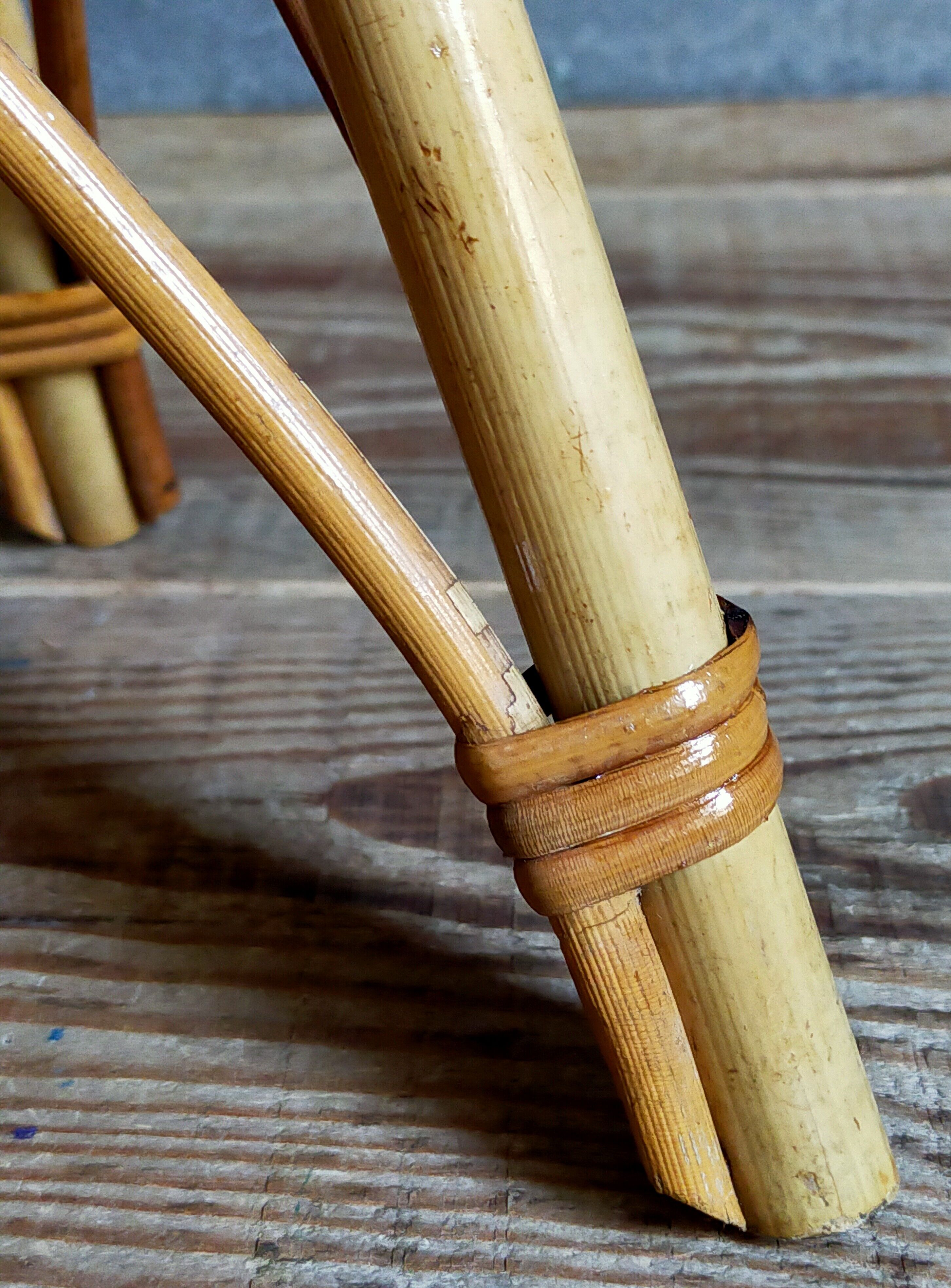 Rattan tripod plant holder harness 50s