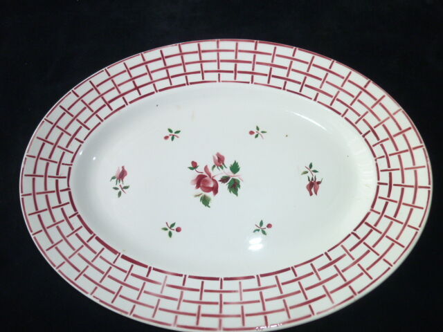 Oval earthenware dish Digoin Sarreguemines Model Rosa