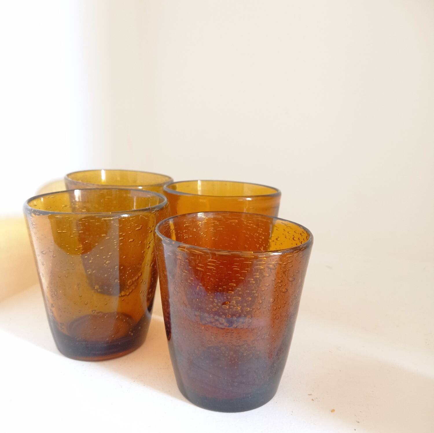 Set of 4 blown bubble glasses