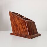 Art deco pen holder in burr walnut