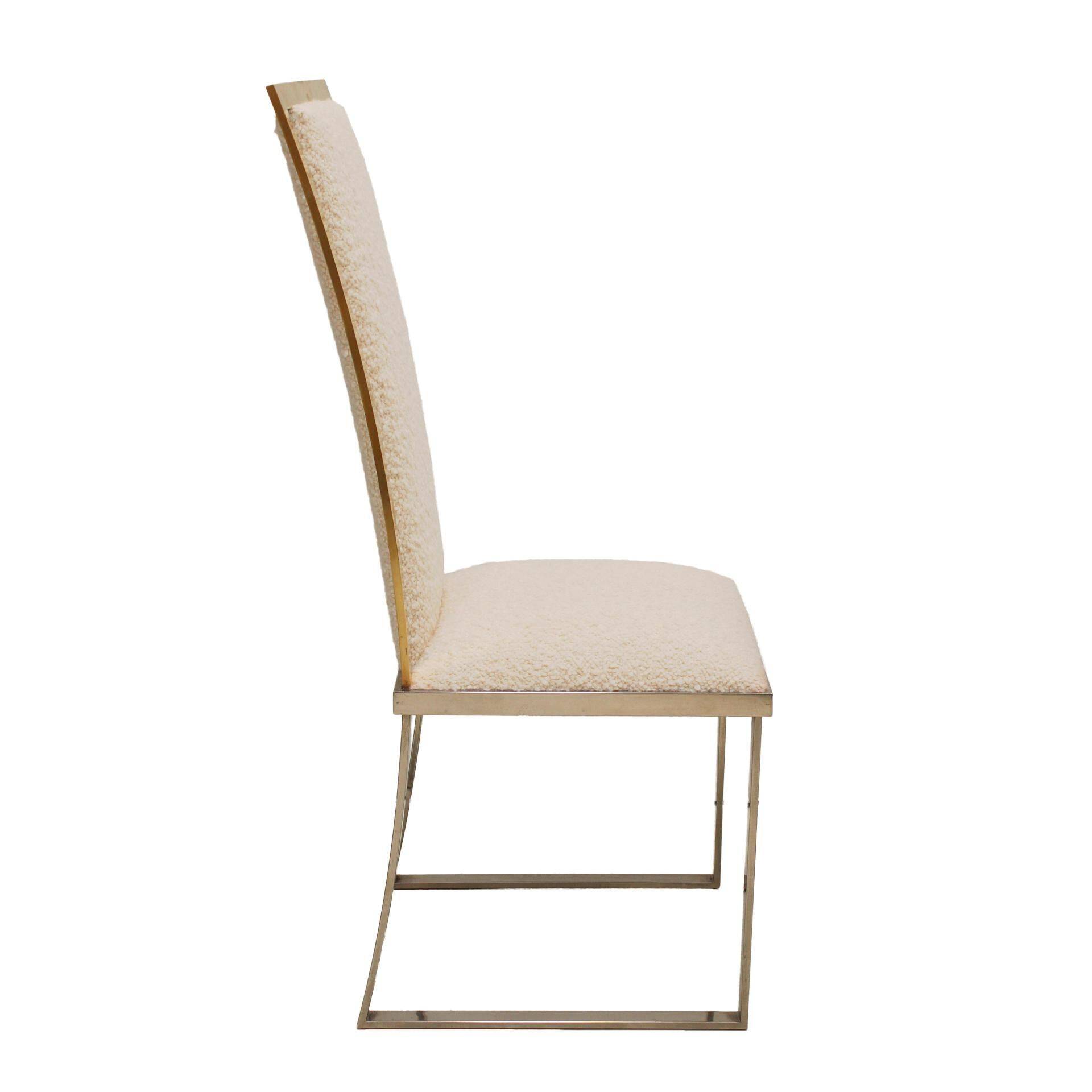 Set of Eight Chairs in bouclé wool by Michel Mangematin France 1970.