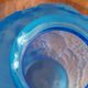 Pair of vases art deco glass blue pattern flower chrysanthemums
