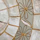 Vintage lampshade suspension in mother-of-pearl and brass