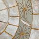 Vintage lampshade suspension in mother-of-pearl and brass