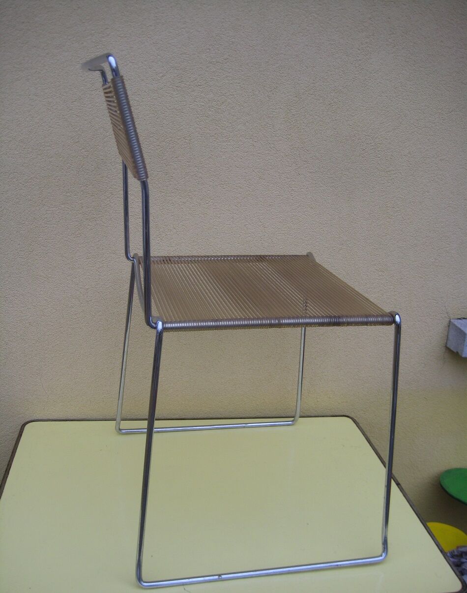 Chrome and scoubidou chair