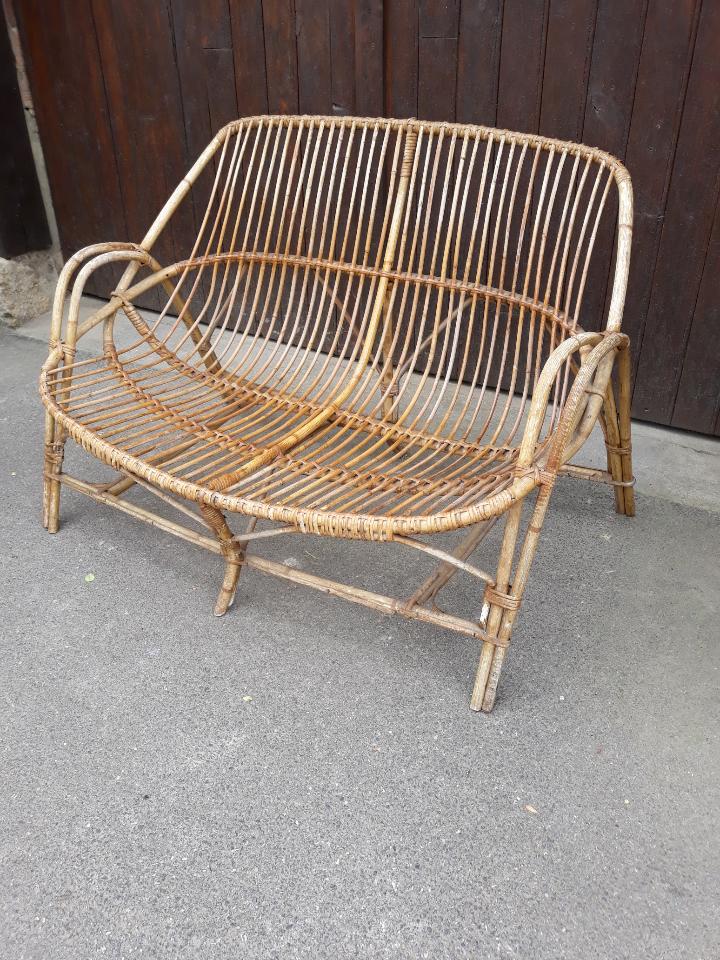 Old rattan bench