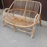 Old rattan bench