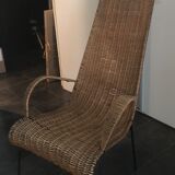 Fauteuil en rotin et métal