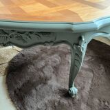 Kaki green solid wood coffee table and wood.