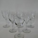 Set of 6 engraved crystal flared wine glasses from the 30s and 40s