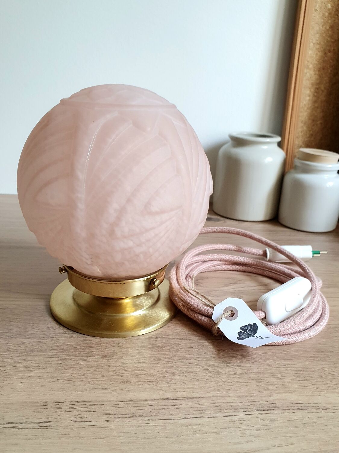 Pink art deco table lamp
