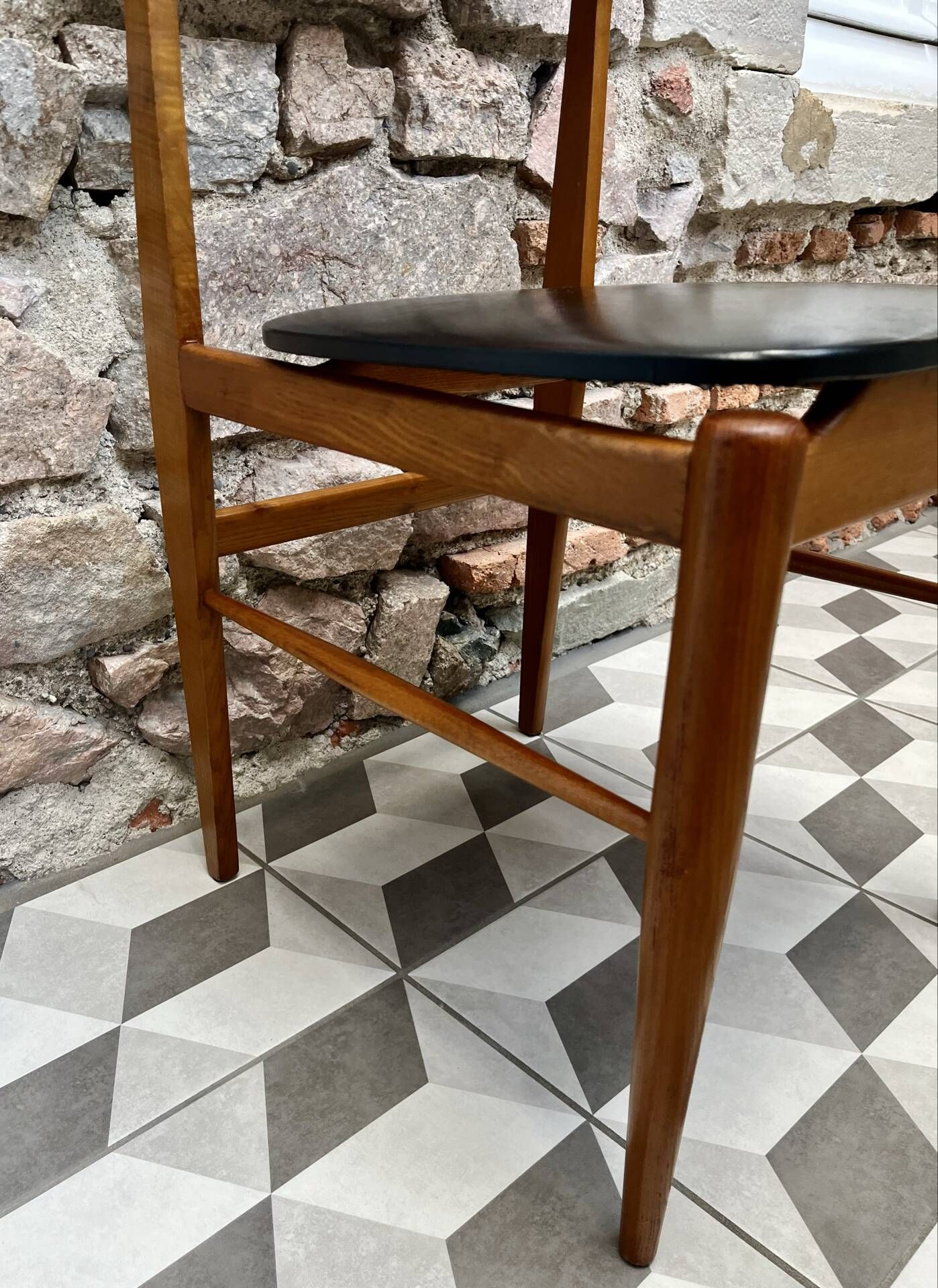 1960s Scandinavian chair in black vinyl