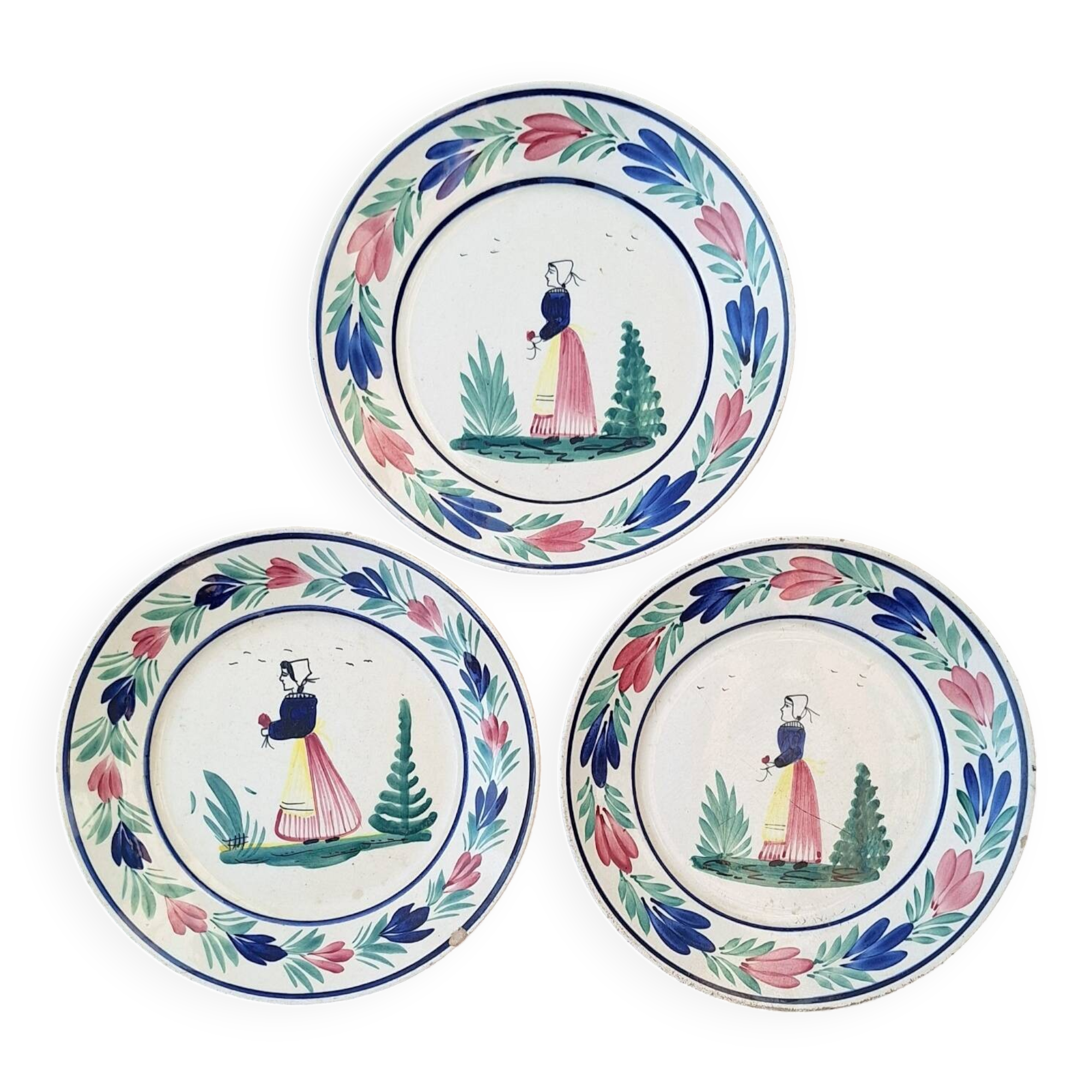 Set of 3 HB Quimper plates