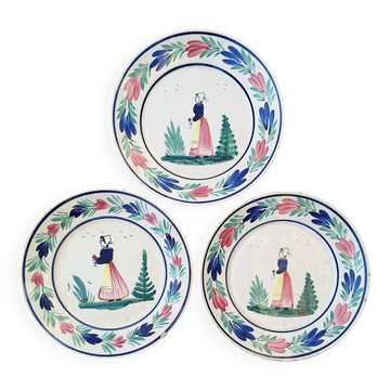 Lot de 3 assiettes HB Quimper