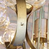 Mid-Century 6-light chandelier in Massive Brass - Iridescent Moulded Glass, Germany 1960s