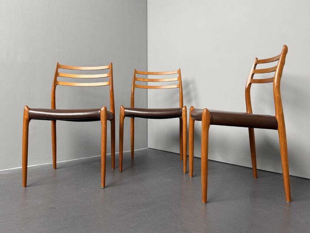 Set of 3 teak chairs, model 78 by Niels Otto Möller for JL Möllers Möbelfabrik, Denmark, 1960s