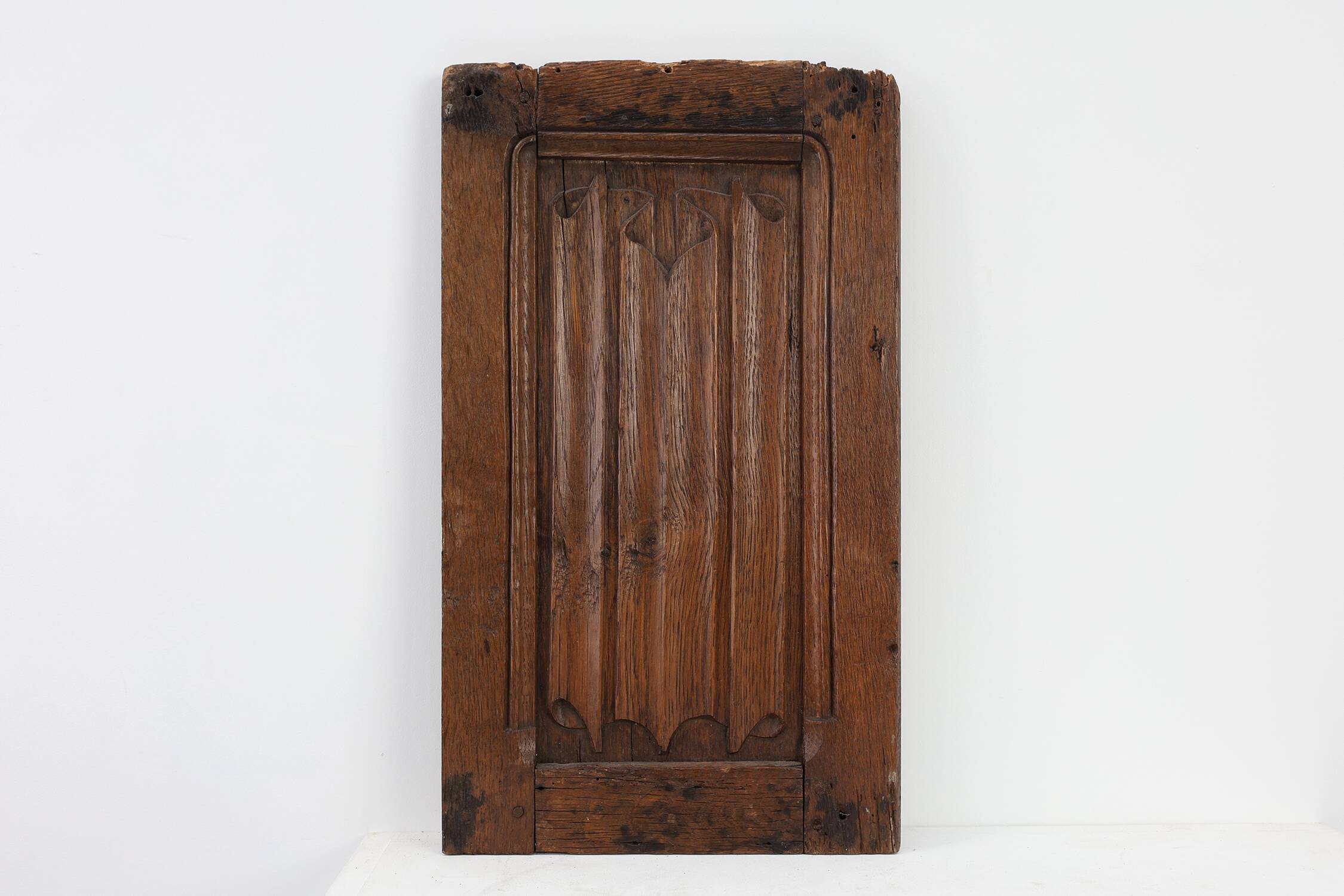 Early 16th Gothic century carved oak relief panel, France