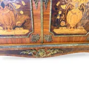 An antique French Louis XVI-style marble-top side cabinet