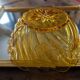 Amber glass floral bowl – 1960s-1970s