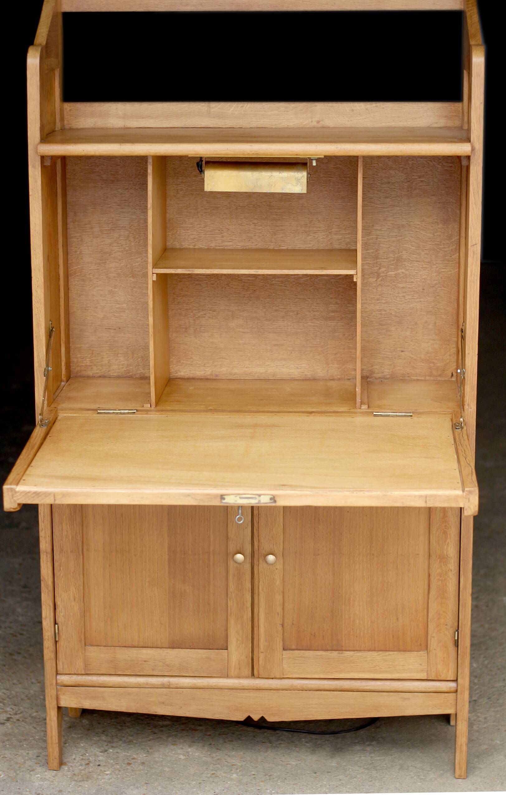 Rare: solid blonde oak secretary from the 1940s/50s. Designer.