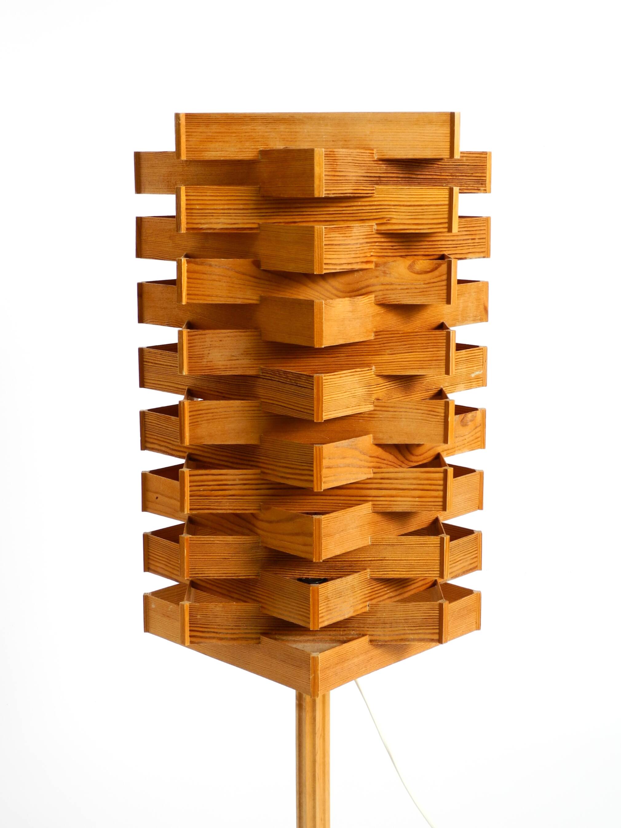 Large, Rare 1960s Pine Veneer Floor or Table Lamp — Scandinavian Production