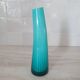 Curved turquoise blue blown glass soliflore vase