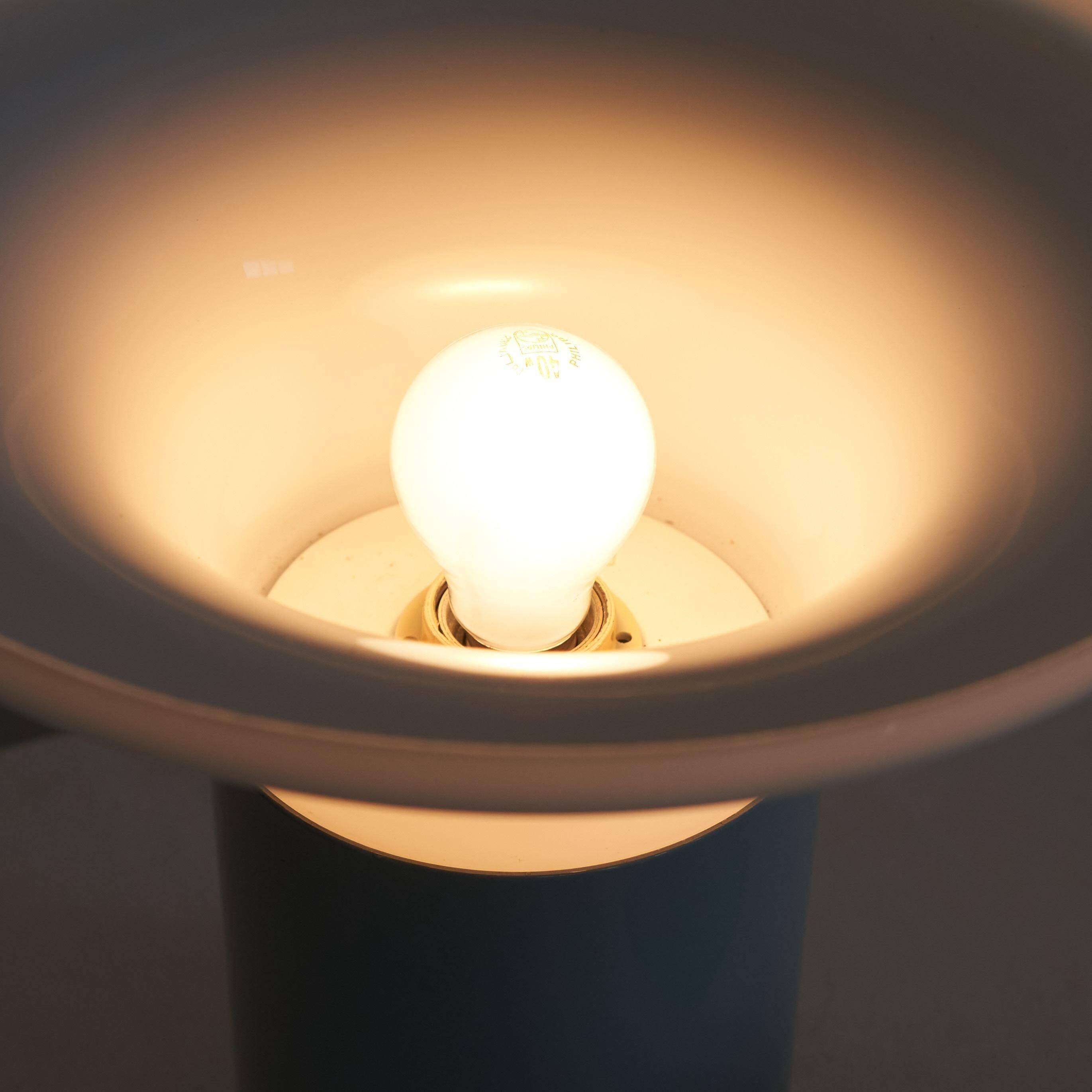 1960s metal and opaline mushroom table lamp
