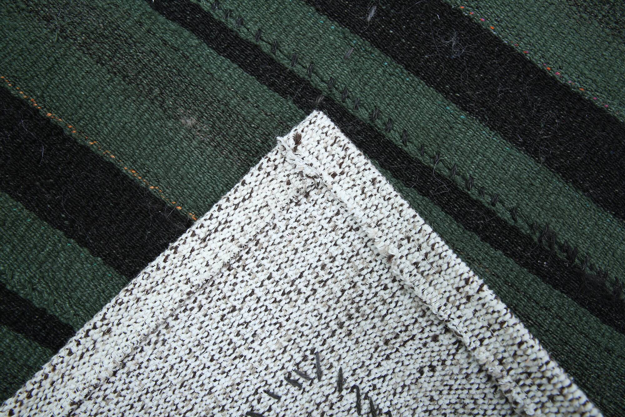 Green & Black Vintage Kilim Rug, 86x86Cm