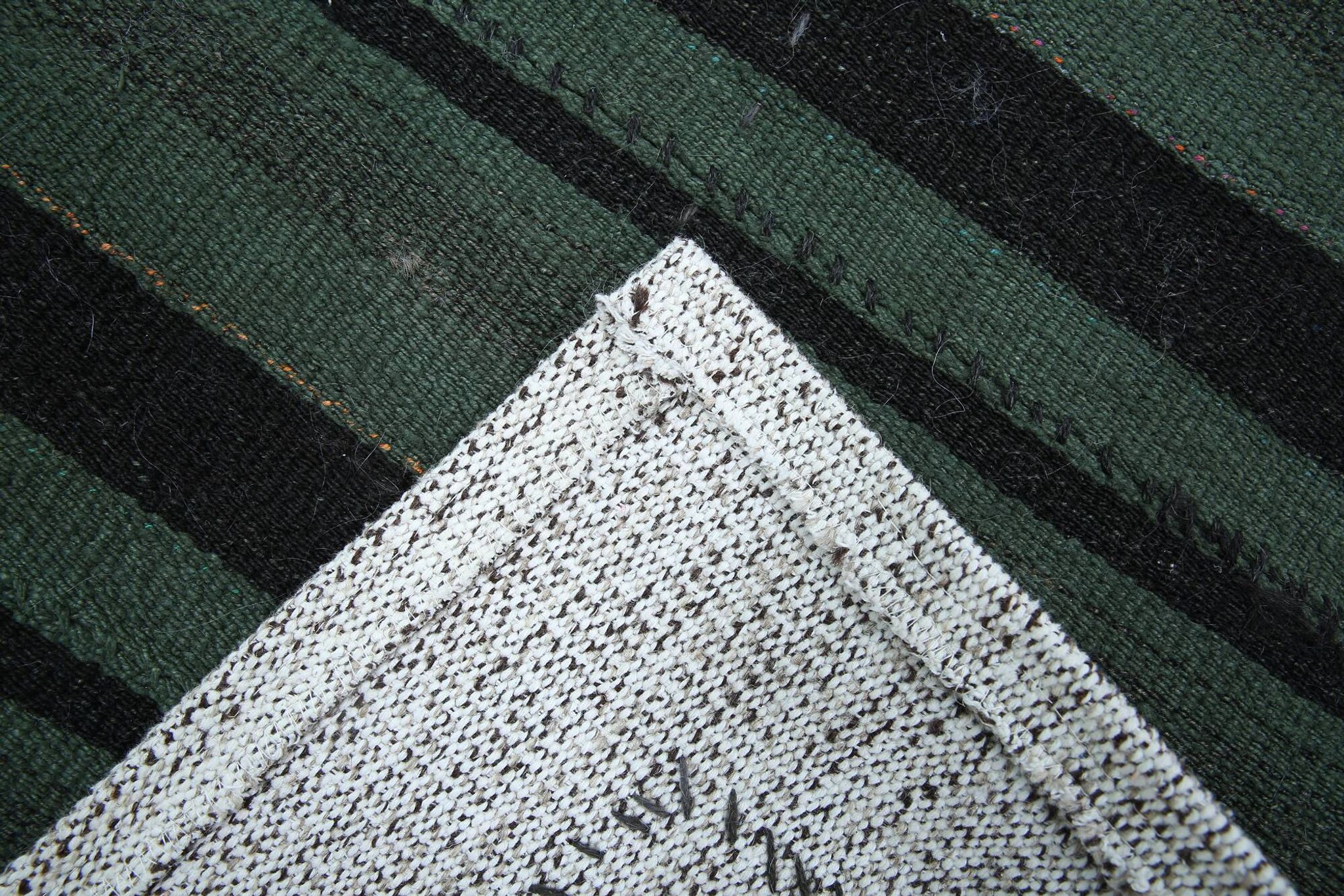 Green & Black Vintage Kilim Rug, 86x86Cm