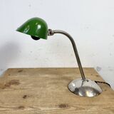 Lampe de table de banquier vintage en émail vert, années 1950
