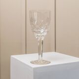Transparent crystal glass XL Saint Louis wine glass with a faceted stem, France, 1930s