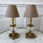 Pair of table lamps in bronze and glass early twentieth century