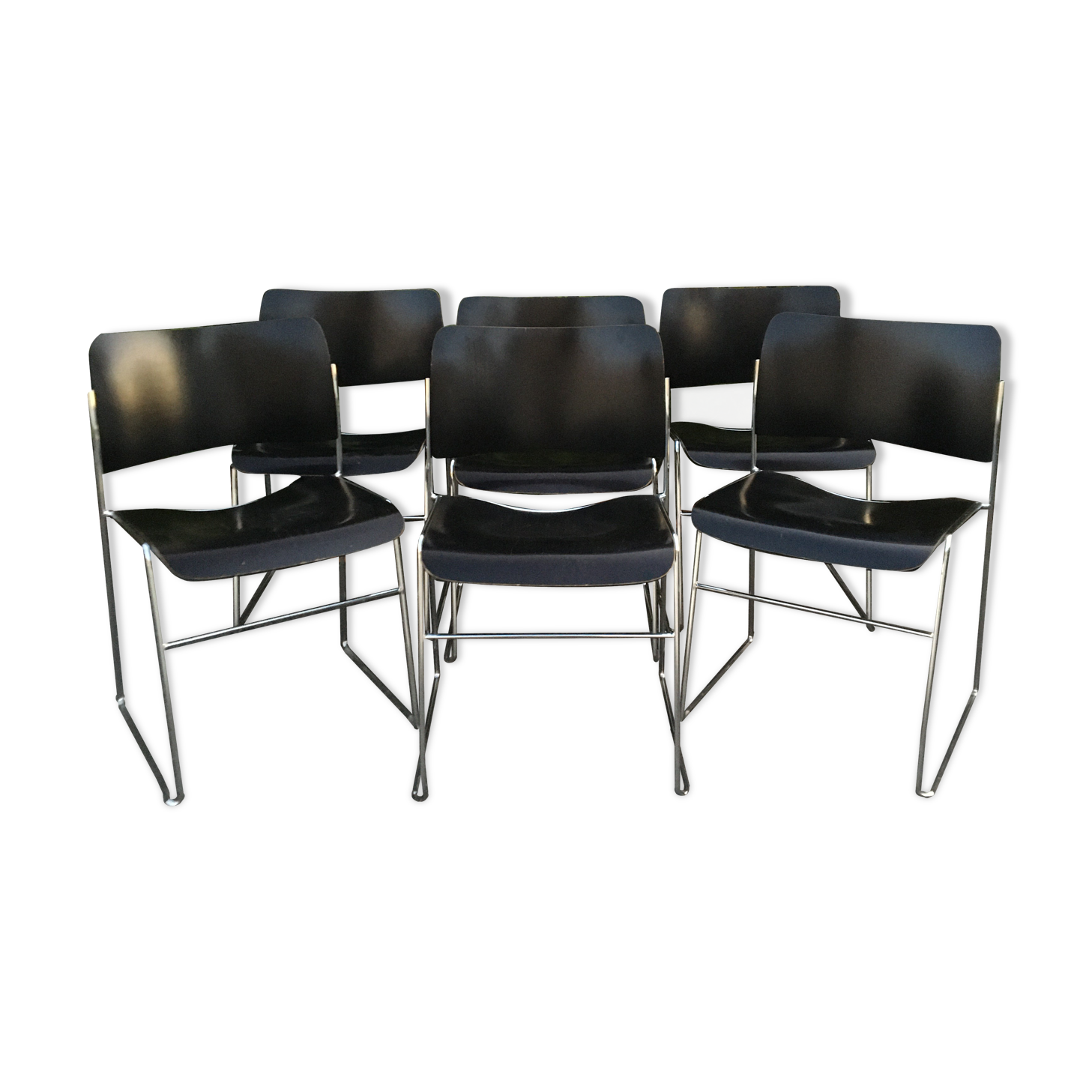 Set of 6 David Rowland Black Chairs 40/4