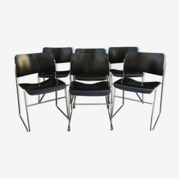Set of 6 David Rowland Black Chairs 40/4
