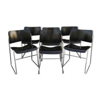 Set of 6 David Rowland Black Chairs 40/4